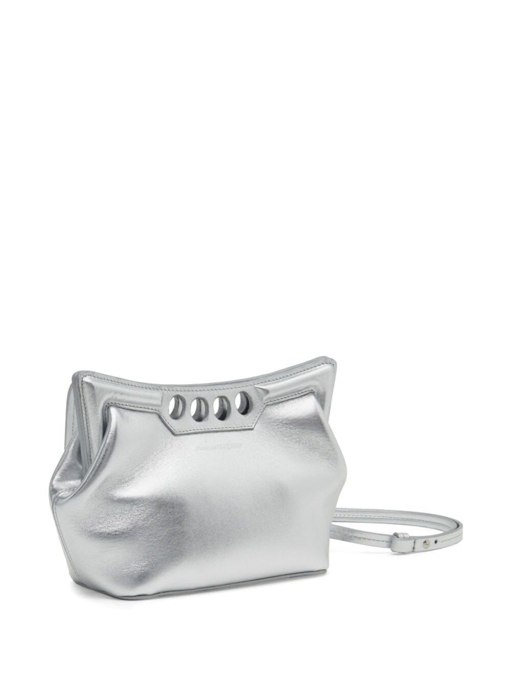 Alexander Mcqueen Women 'Peak Mini' Silver Handbag In Leather Woman - 2