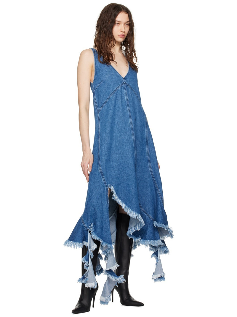 MARQUES’ALMEIDA Blue Frayed Denim Midi Dress outlook