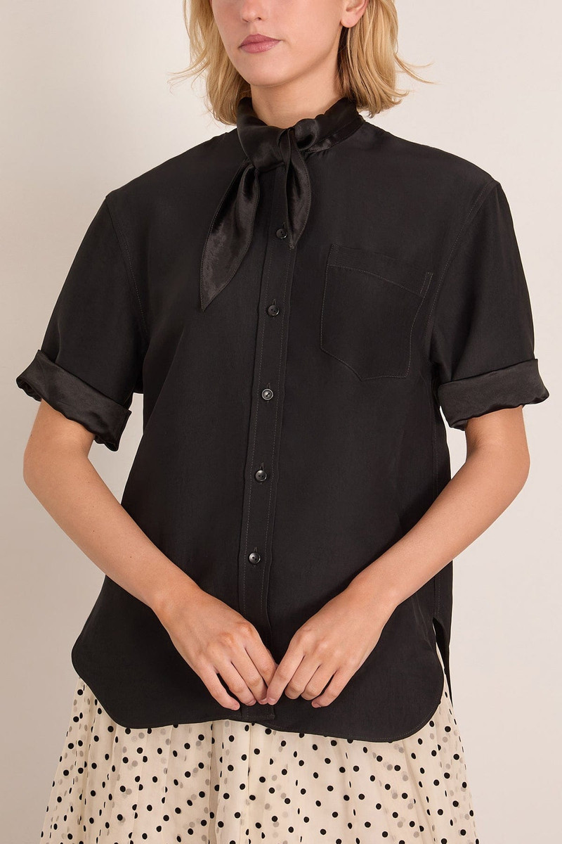 Short Sleeve Tie Shirt in Black 3