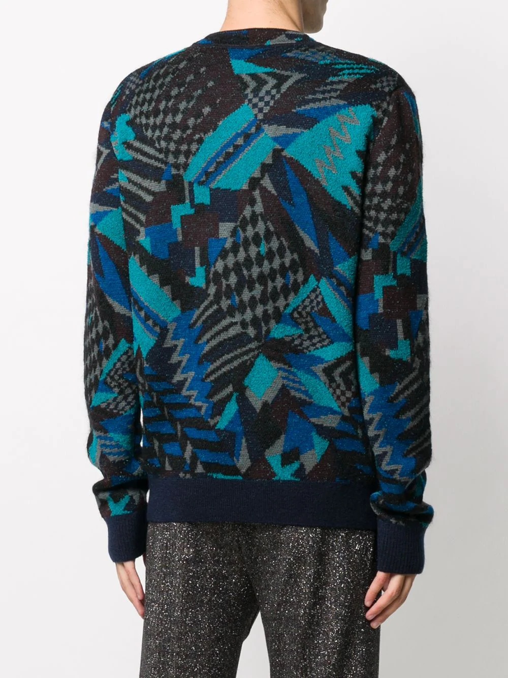 abstract-pattern crew neck jumper - 4