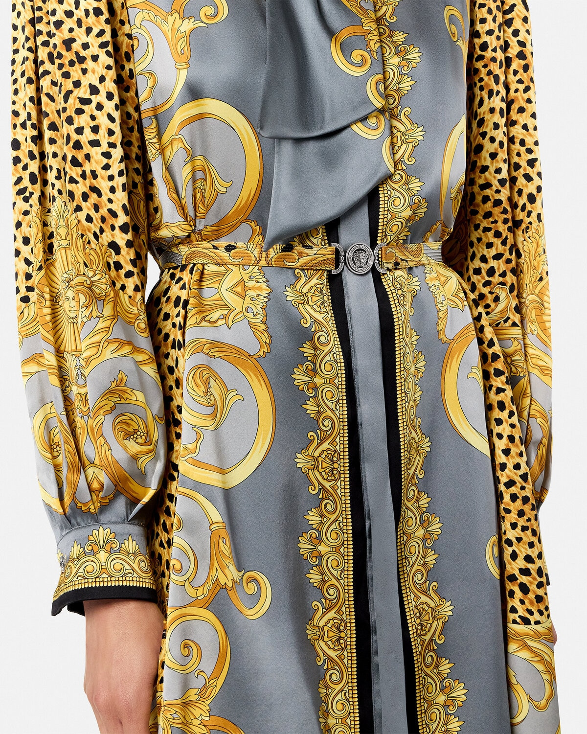 Cheetah Foulard Silk Lavallière Mini Dress - 3