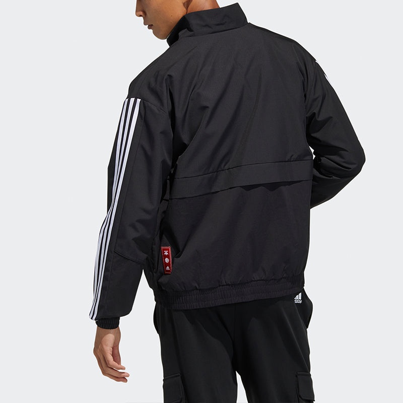 adidas Cny Jkt South Fleece Lined Stay Warm Stand Collar Sports Jacket Black GP1823 - 4