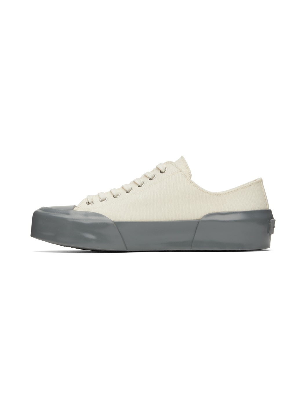 White & Gray Low-Top Sneakers - 3