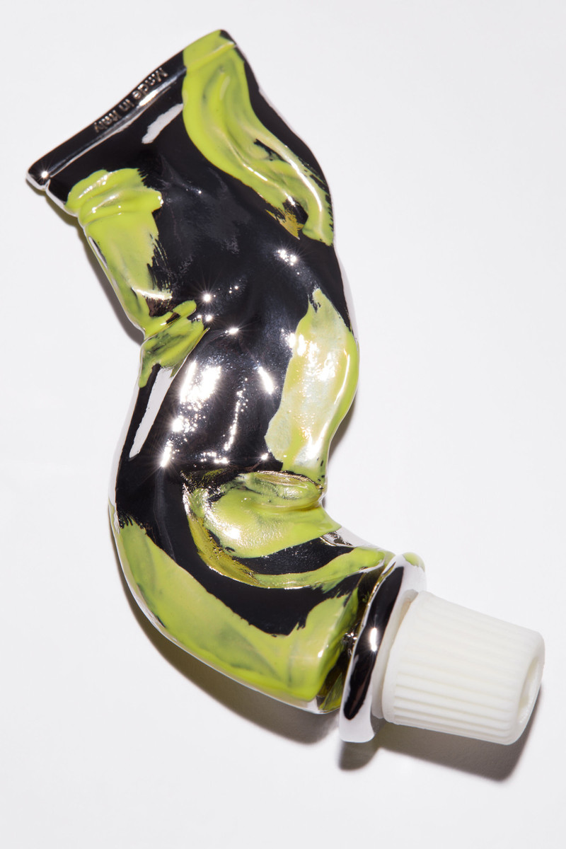 Paint tube earring - Silver/yellow 4