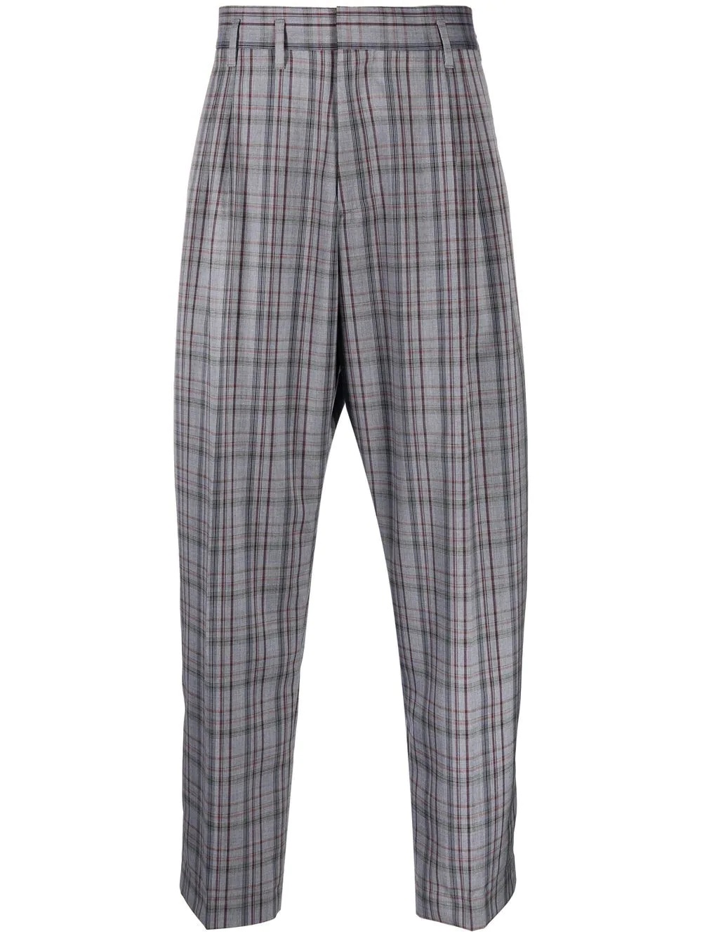 plaid-check pleat-detail trousers - 1