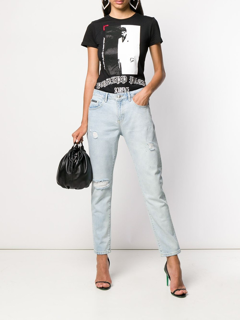 PHILIPP PLEIN distressed straight-leg jeans outlook