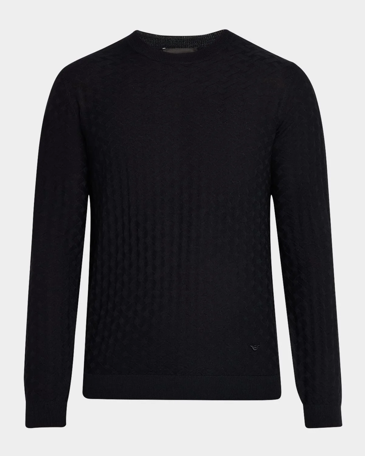 Men's Merino Wool Basketweave Crewneck Sweater - 1