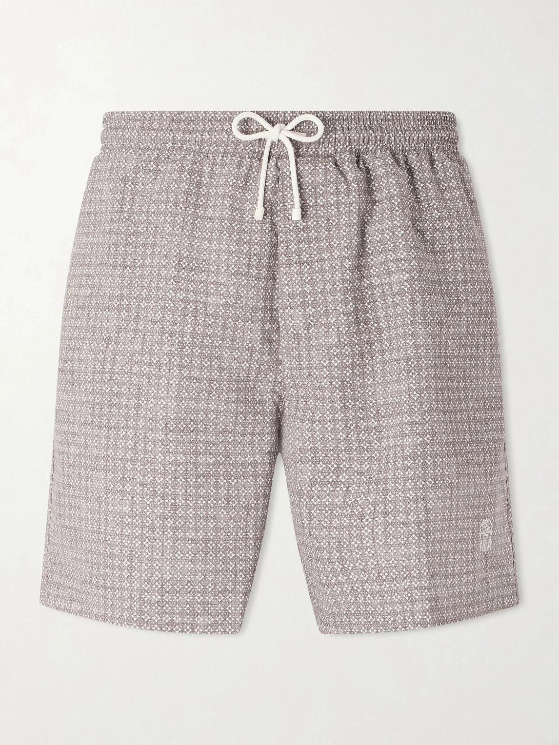 Straight-Leg Mid-Length Logo-Embroidered Printed Swim Shorts - 1