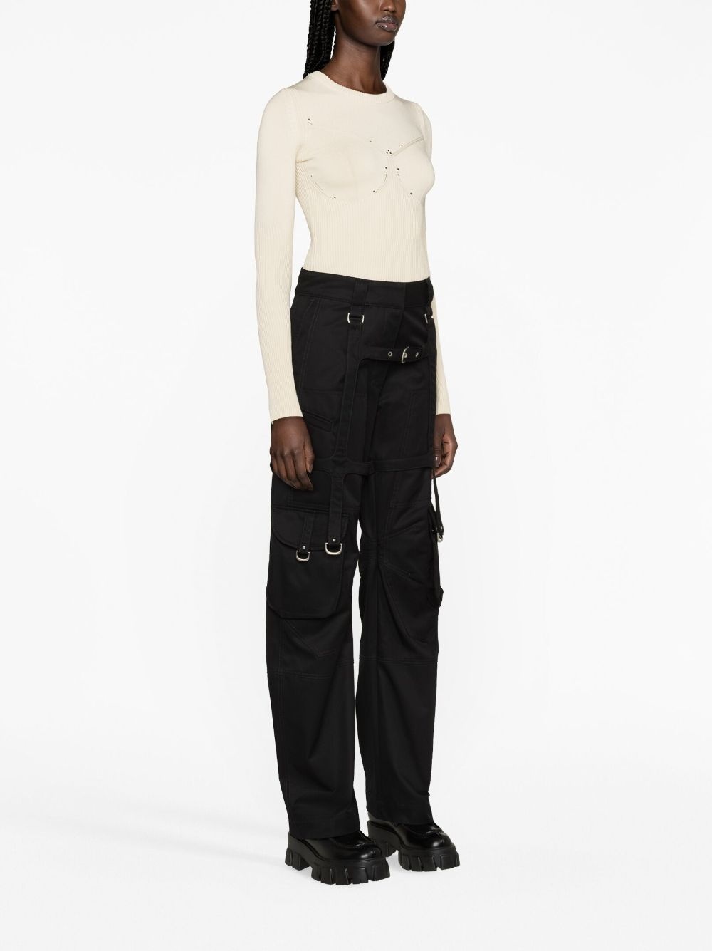 perforated ribbed-knit top - 4