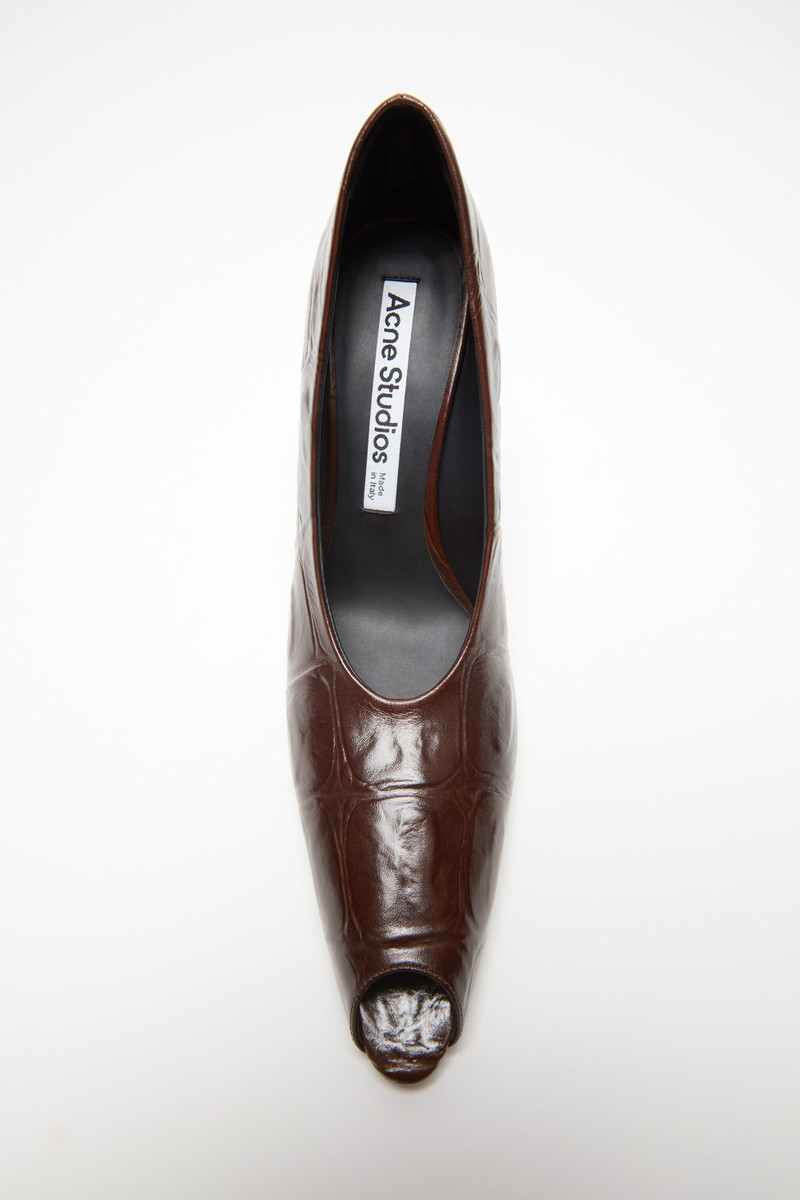 Leather open toe heels - Chocolate brown 5