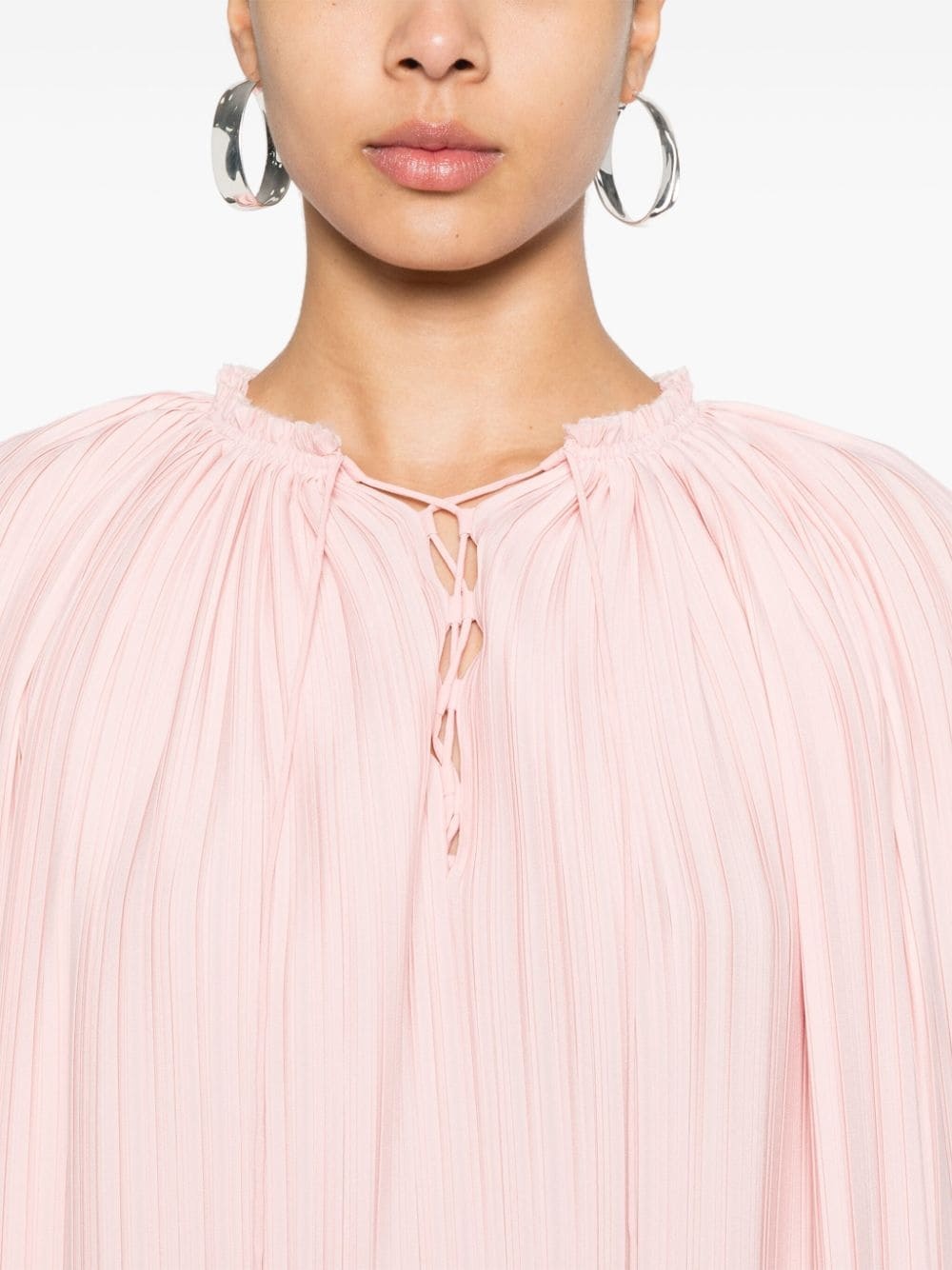 long-sleeve pleated blouse - 5