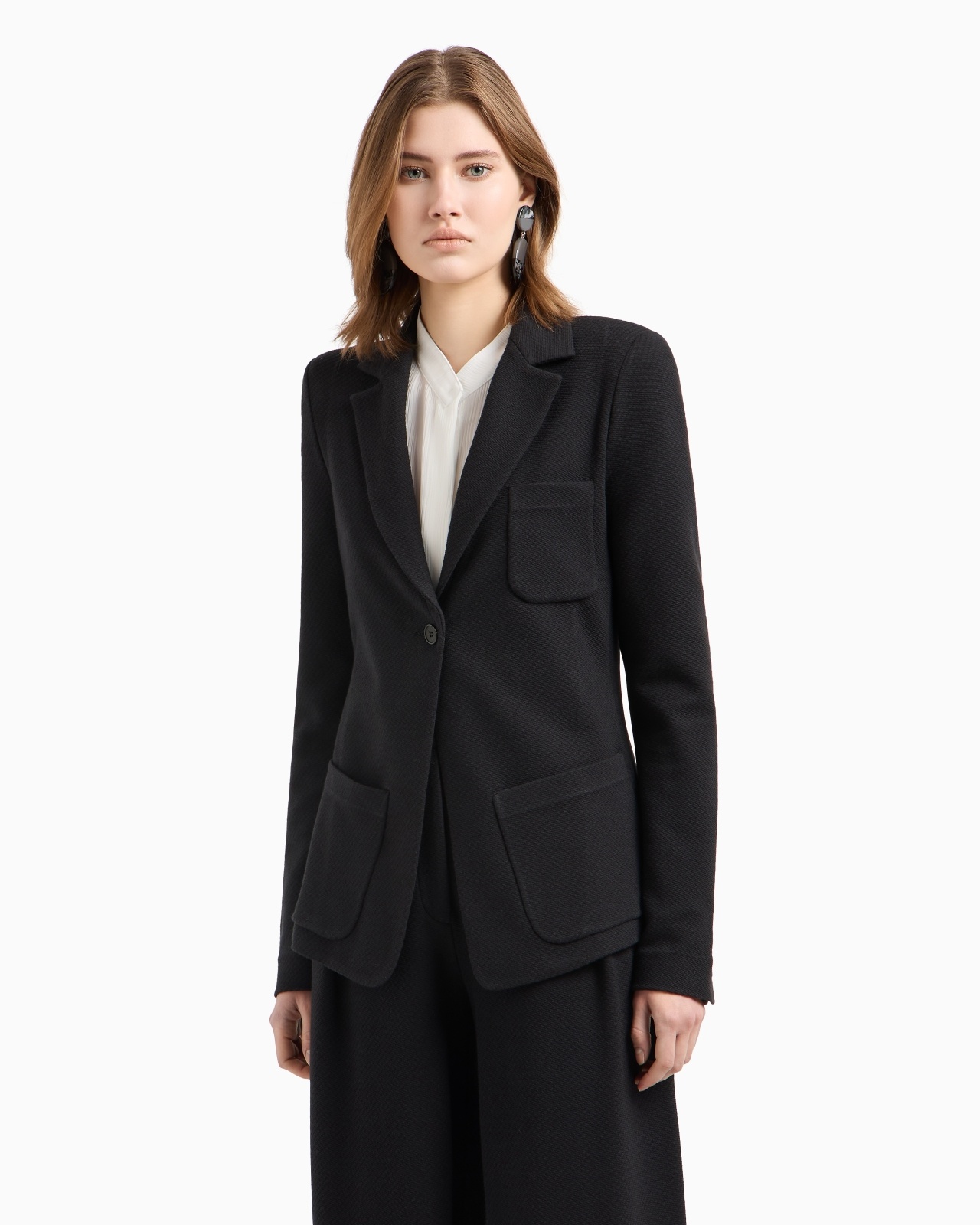 SINGLE-BREASTED JACKET IN KNIT-EFFECT JACQUARD JERSEY - 2
