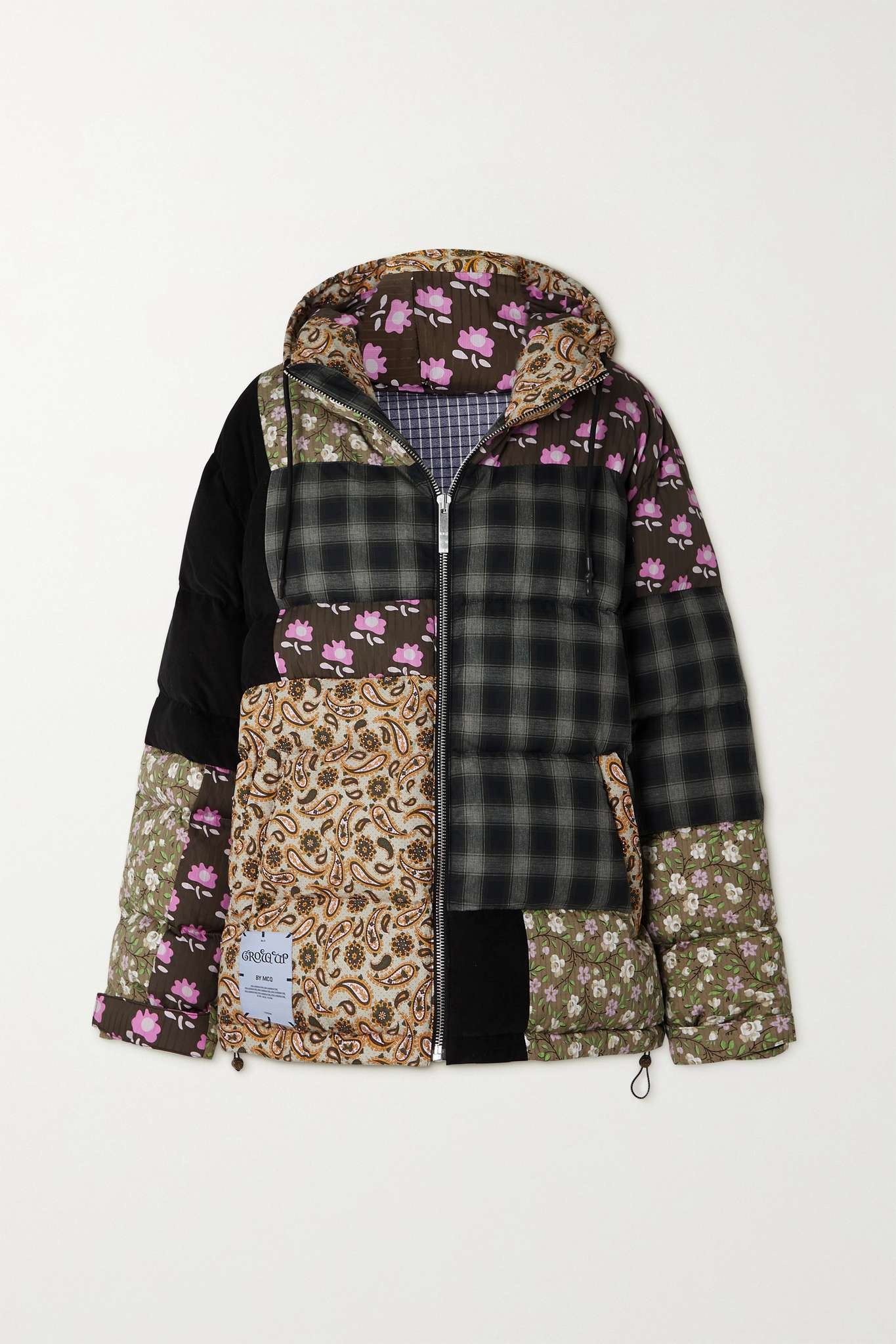 Grow Up hooded patchwork quilted padded cotton jacket - 1