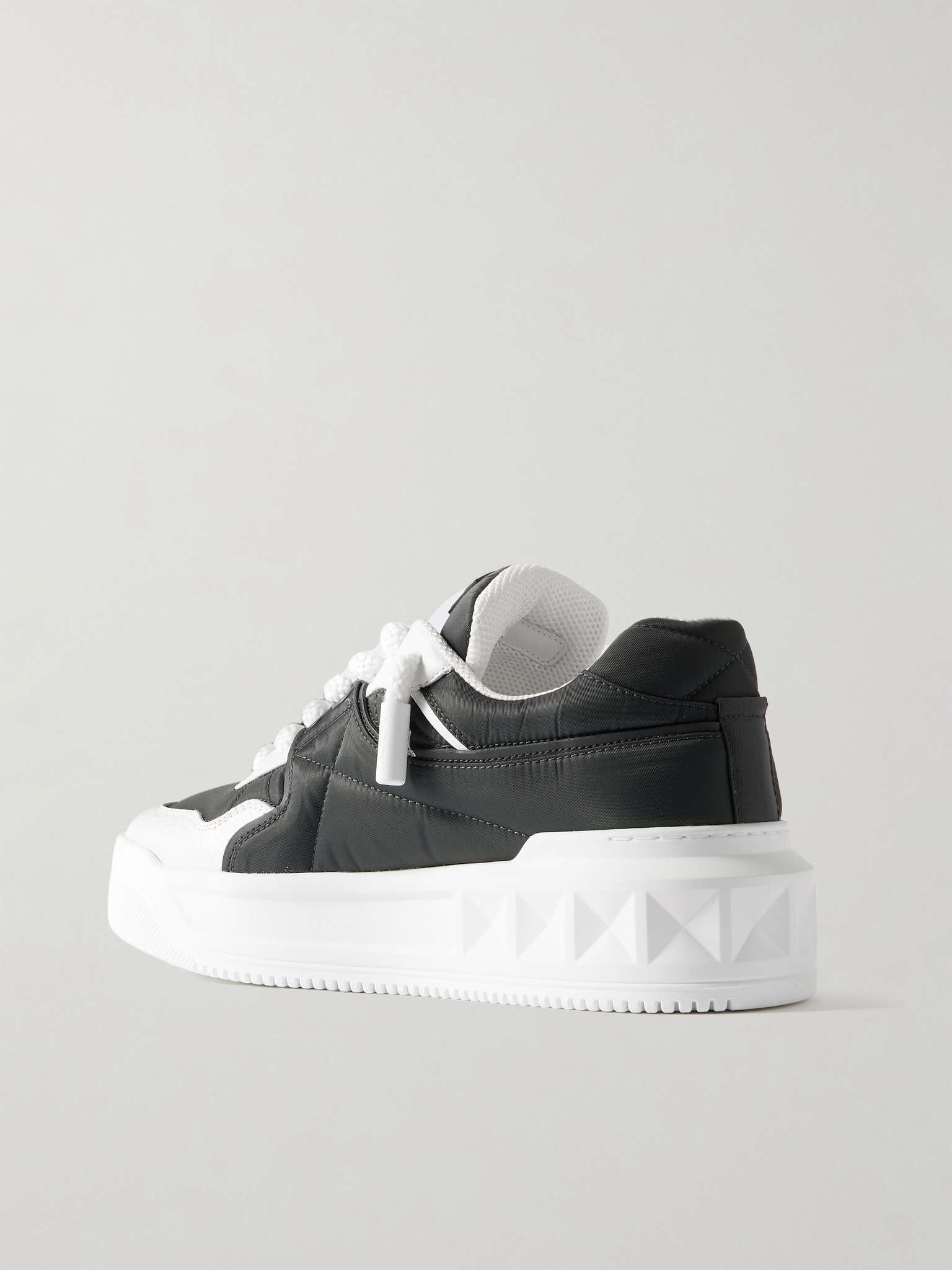 One Stud XL Leather-Trimmed Quilted Nylon Sneakers - 3