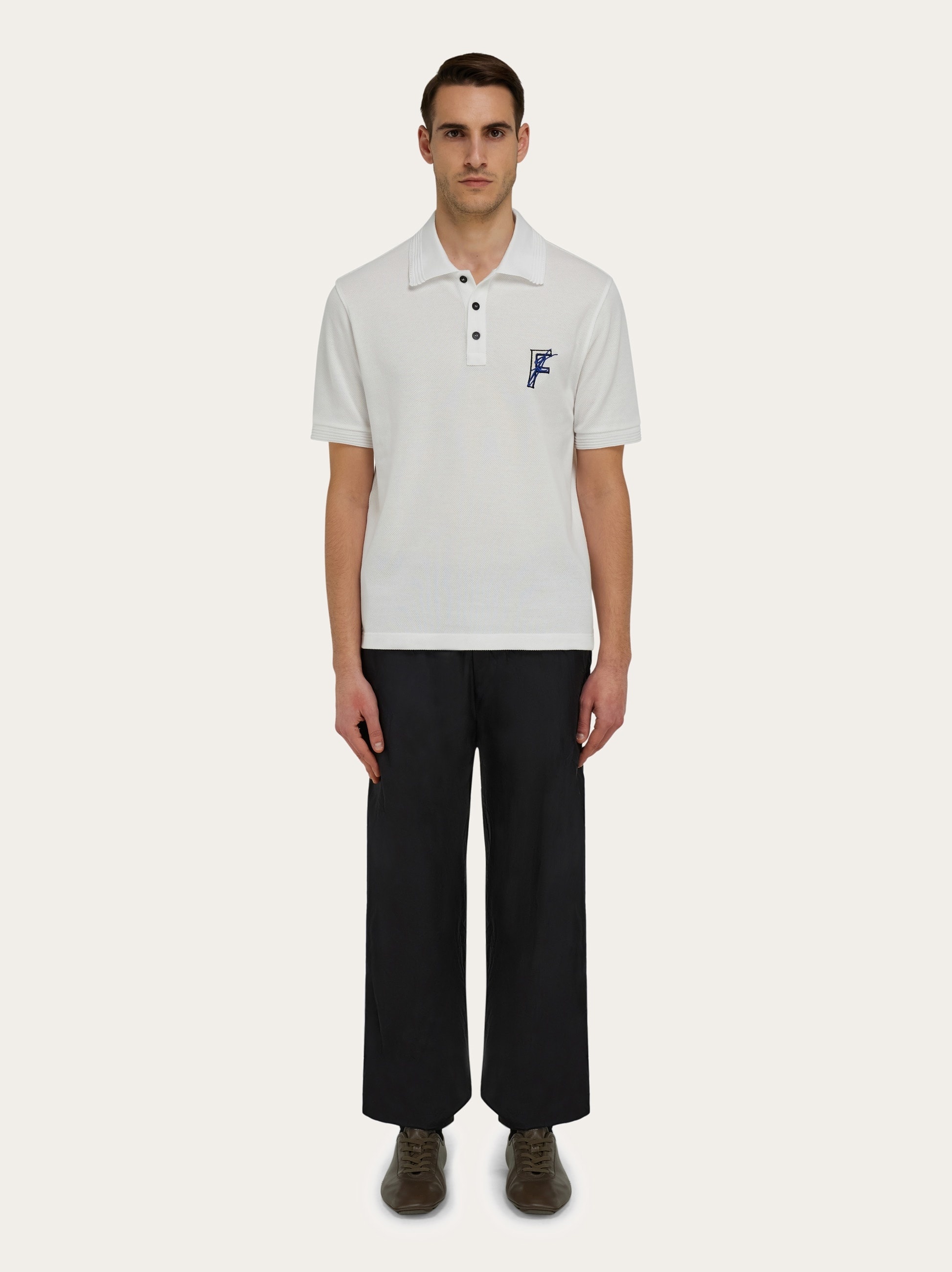 Cotton polo shirt with overlapping embroidery - 5
