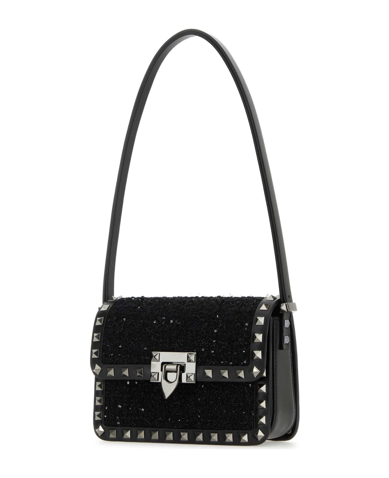 Black Tweed Rockstud23 Shoulder Bagâ - 1