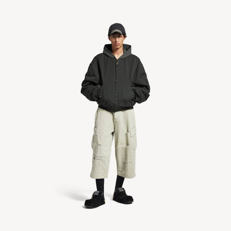 BALENCIAGA Men's Cropped Cargo Pants in Military Beige outlook