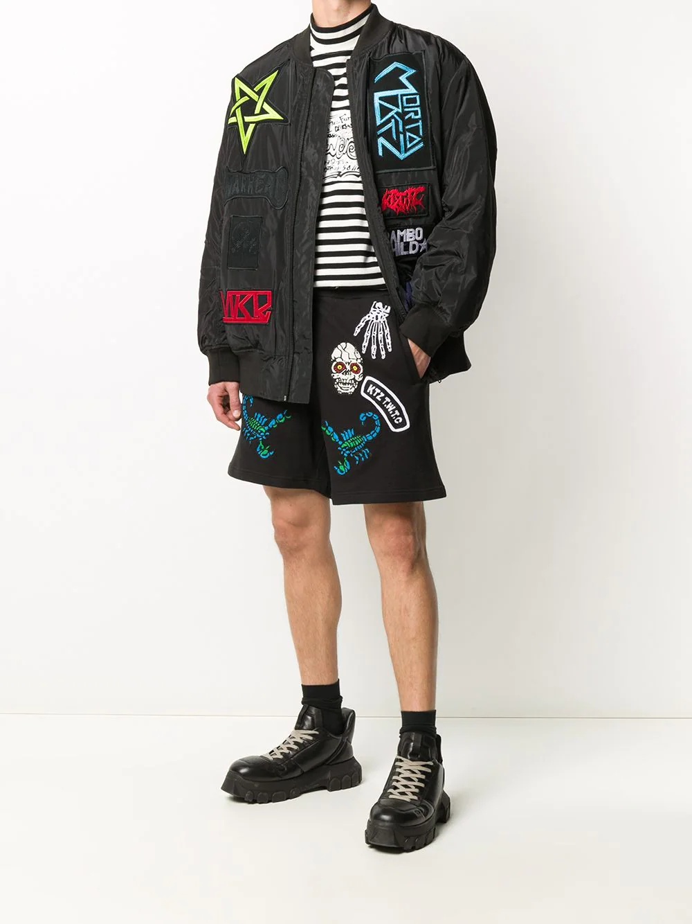 contrasting patch bomber jacket - 2