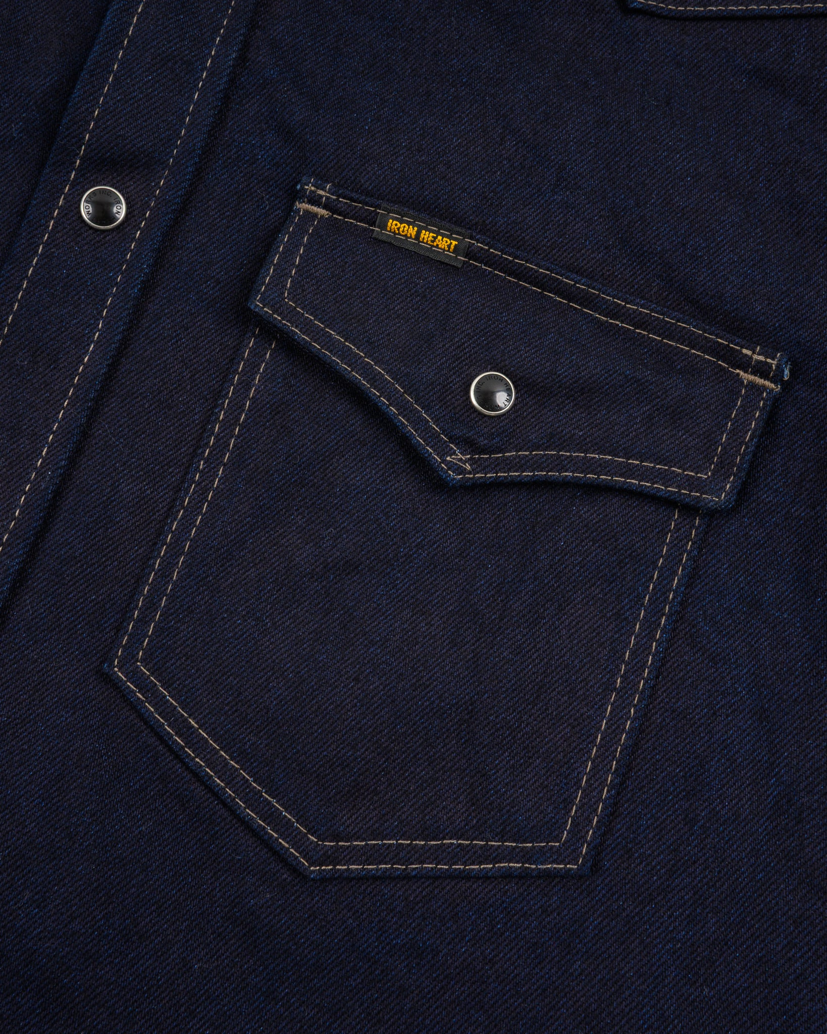 IHSH-295-IB 14oz Selvedge Denim Western Shirt - Indigo/Black - 8