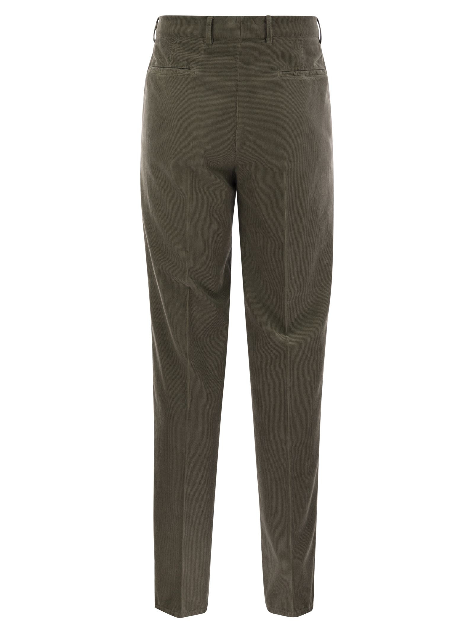 Brunello Cucinelli Men Leisure Fit Trousers In Garment Dyed Cotton Corduroy With Darts - 2