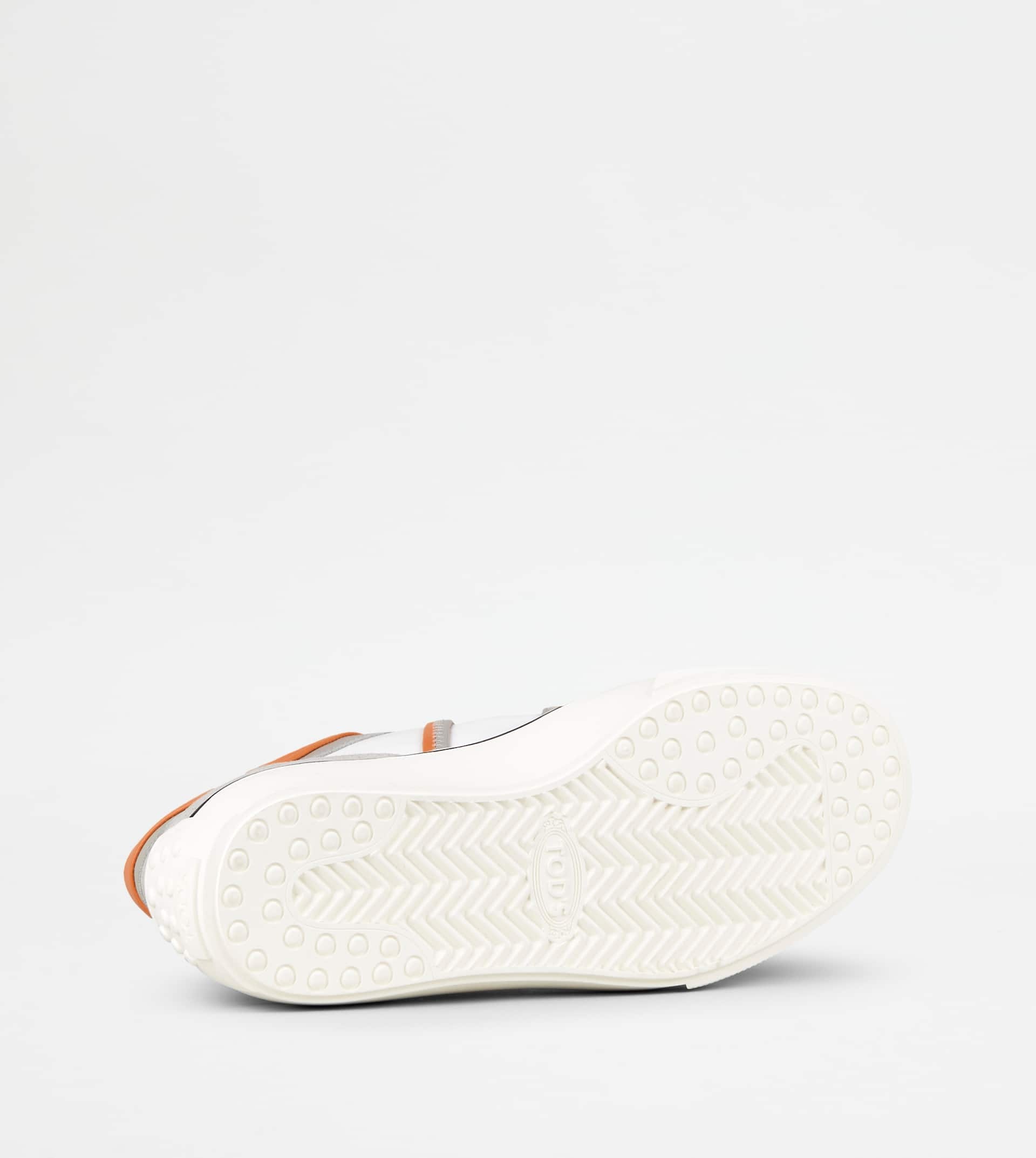 SNEAKERS IN LEATHER - GREY, ORANGE - 4