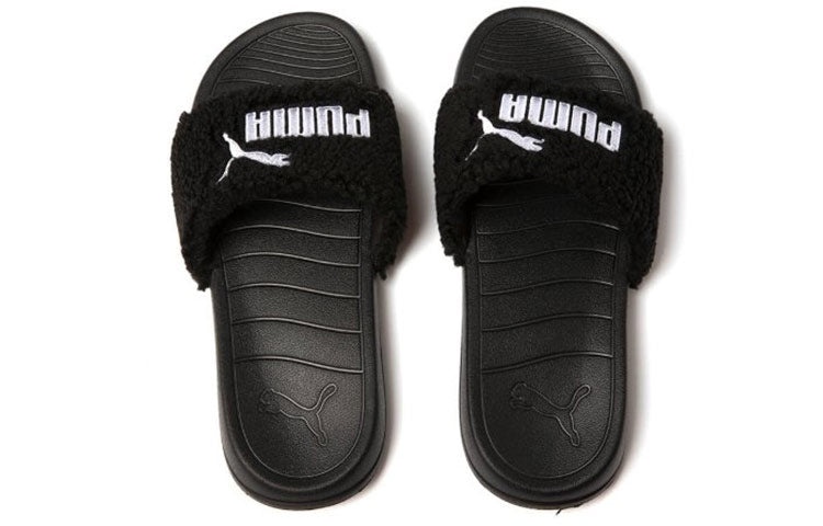 PUMA Popcat 20 Fleece Slippers Black 375955-01 - 3