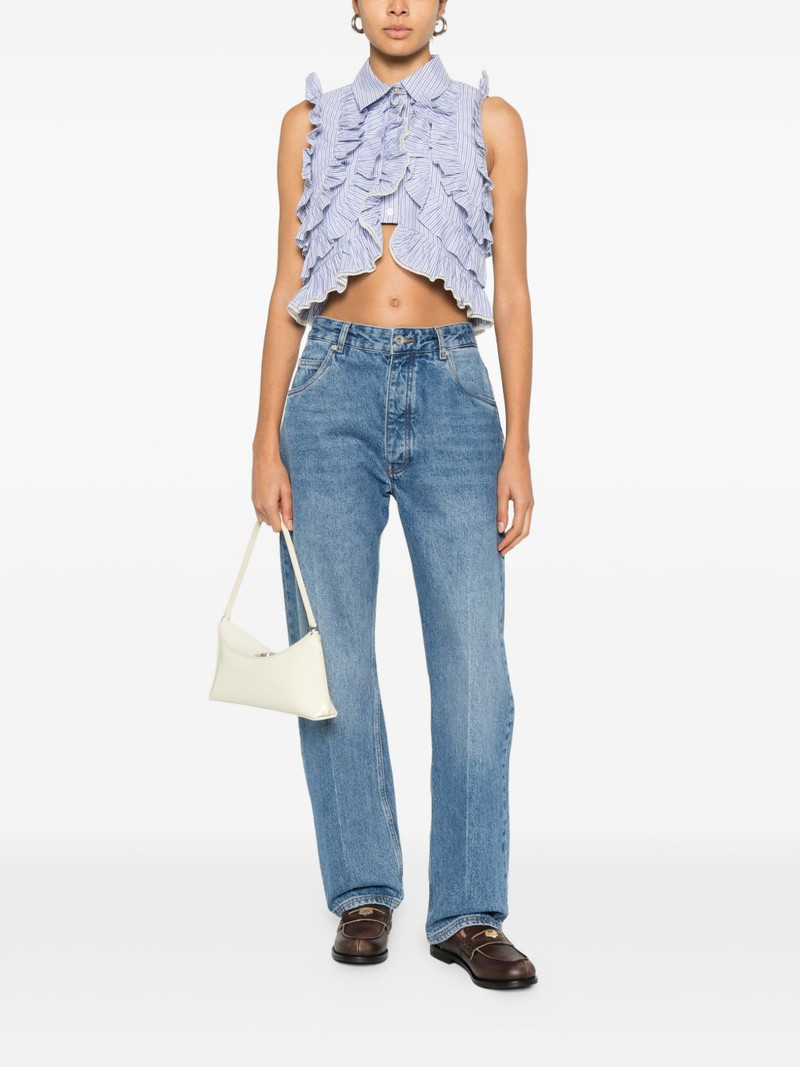 Sandro striped-pattern ruffled blouse outlook