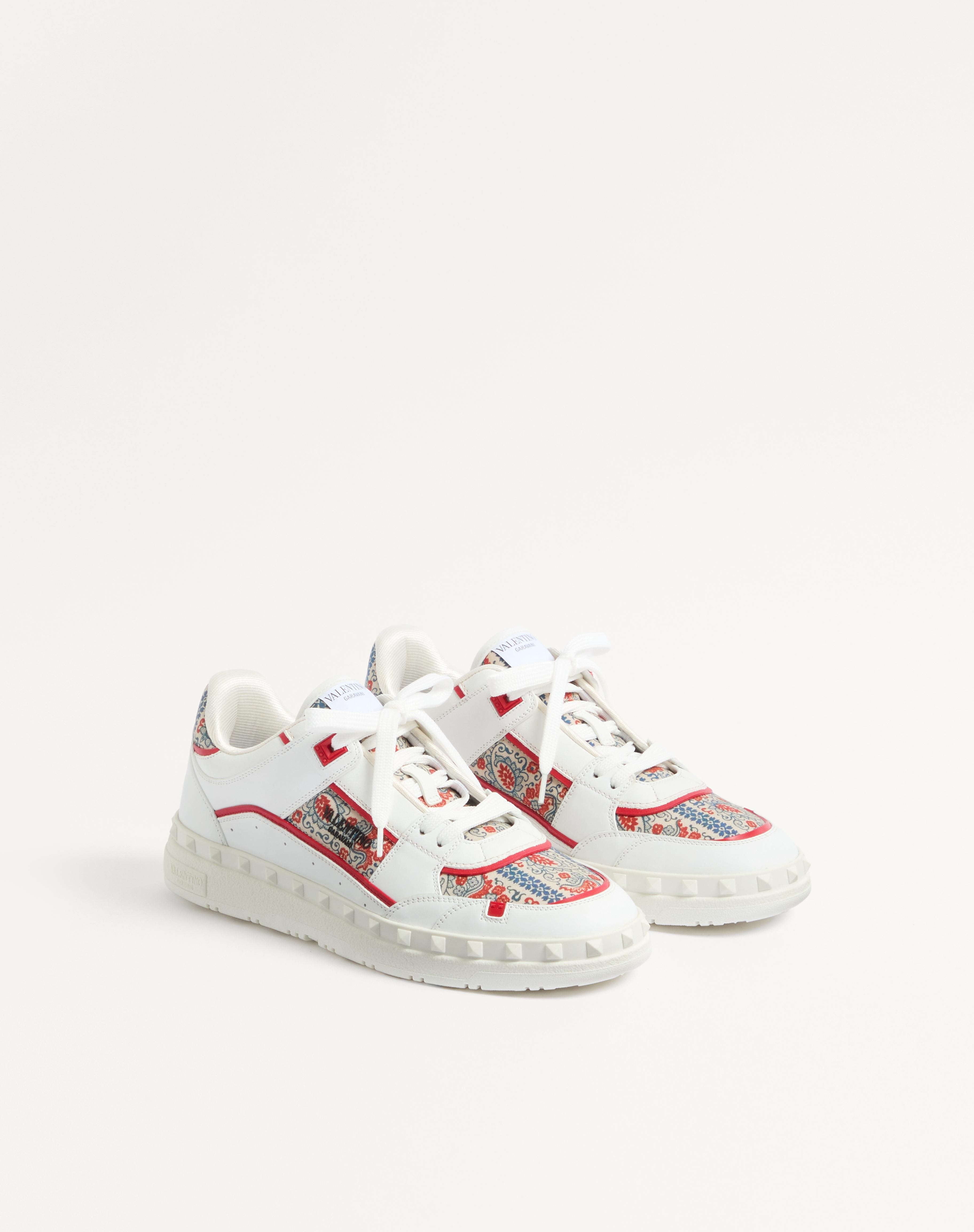 FREEDOTS LOW-TOP SNEAKER IN CALFSKIN AND VOYAGE IMAGINAIRE FABRIC - 3