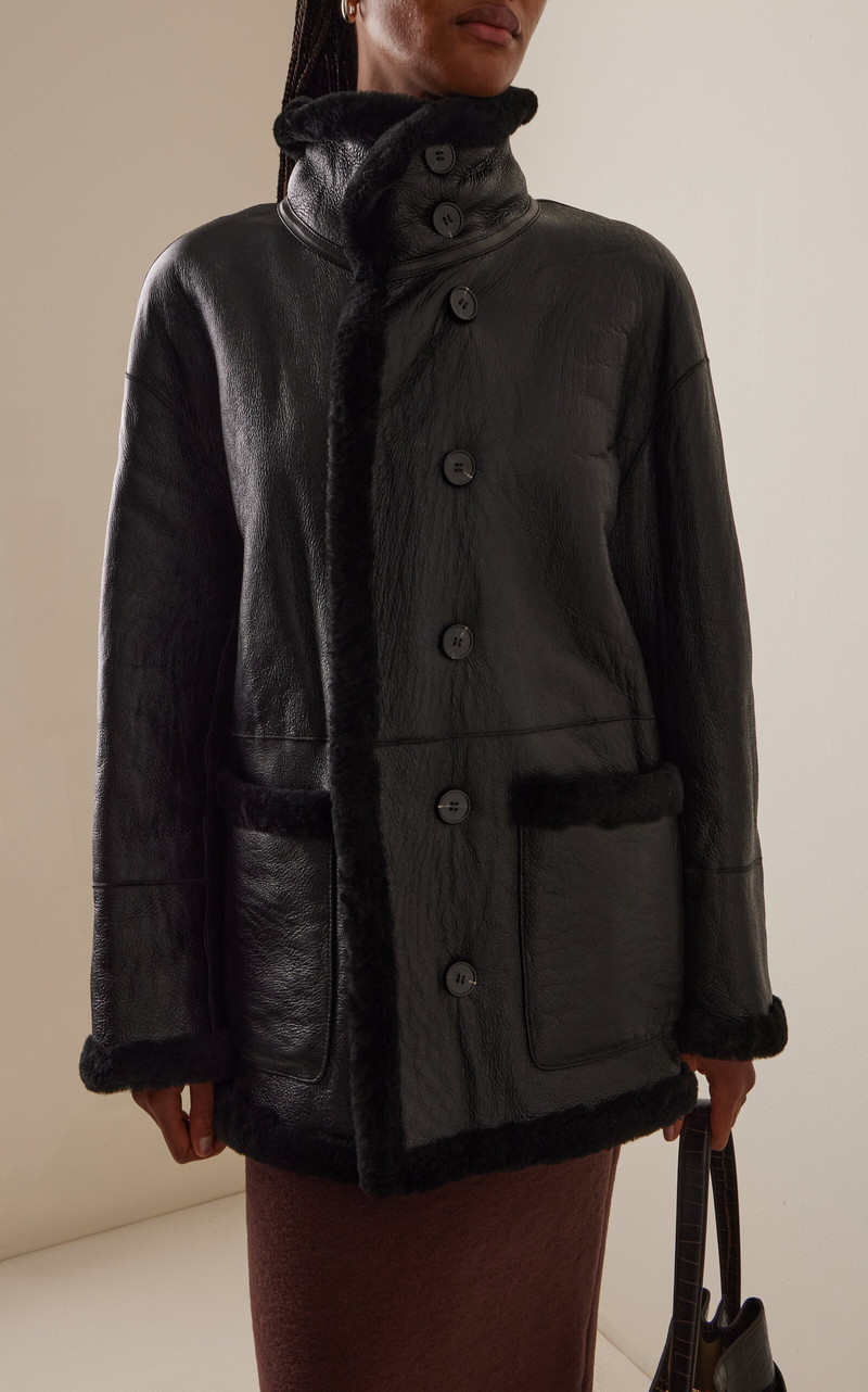 STAND STUDIO Heather Reversible Shearling Jacket black outlook