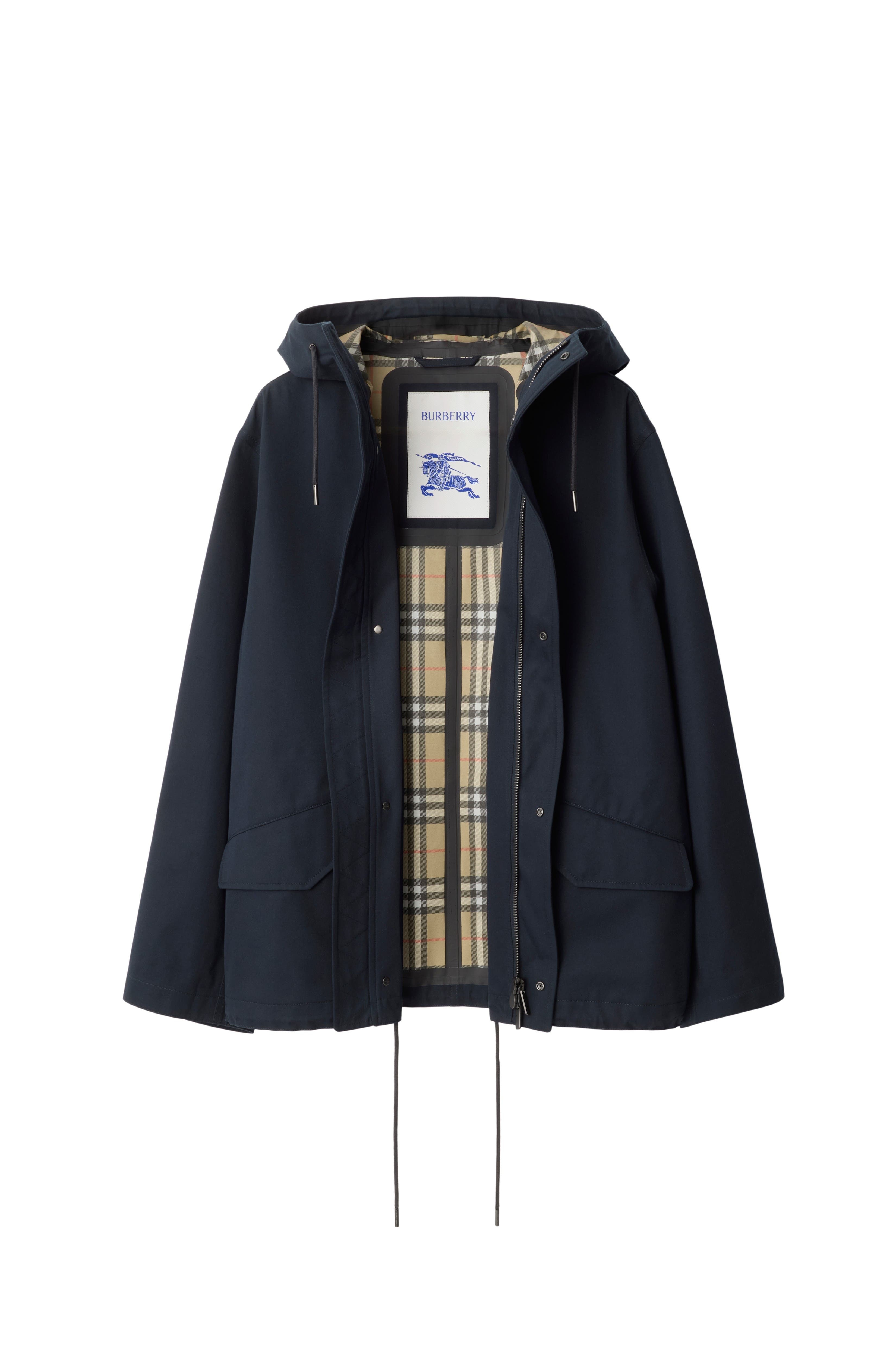 burberry Short Bonded Gabardine Parka in Navy at Nordstrom - 6