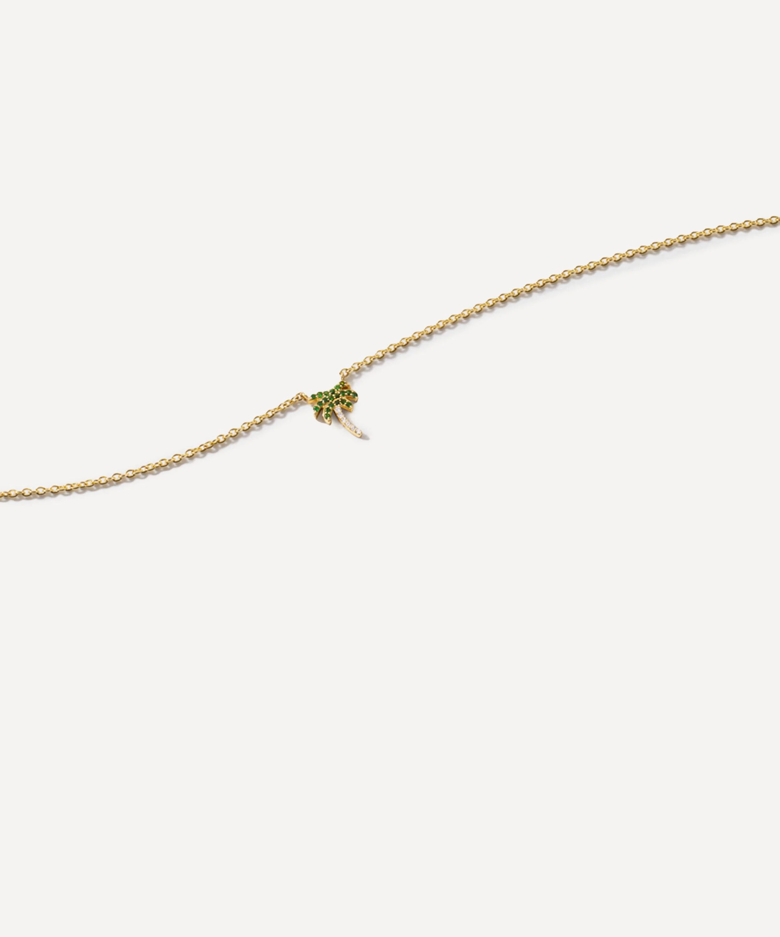 14ct Gold Tsavorite and Diamond Palm Tree Pendant Necklace - 1