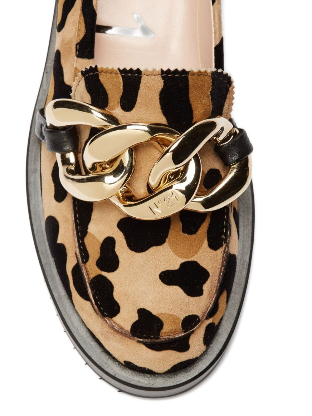 leopard-print chain-link loafers - 5