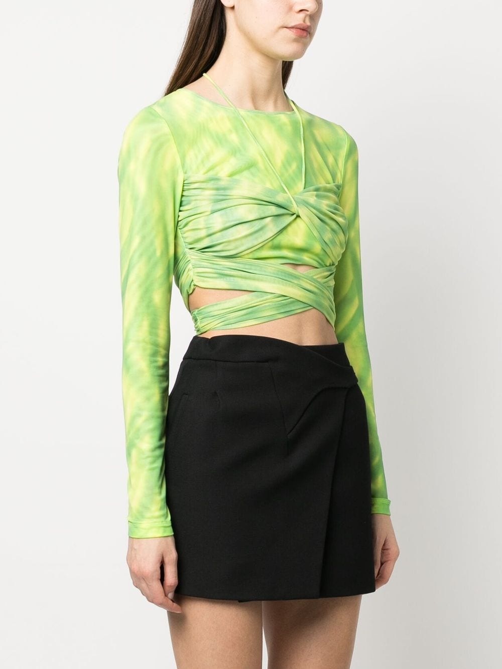 layered cropped tie-dye top - 3