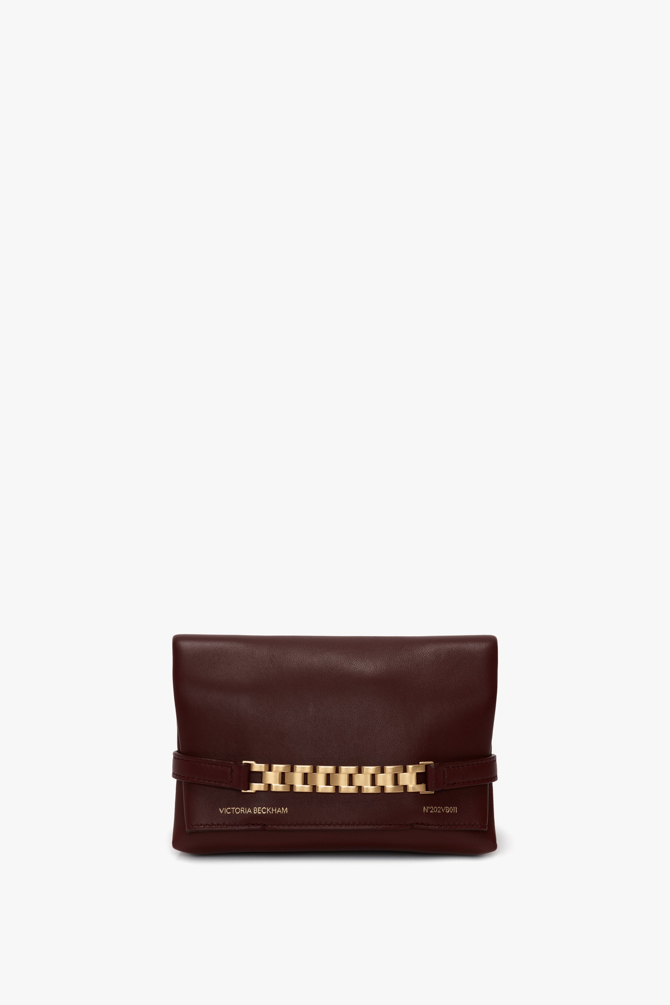 Mini Chain Pouch Bag With Long Strap In Burgundy Leather - 6