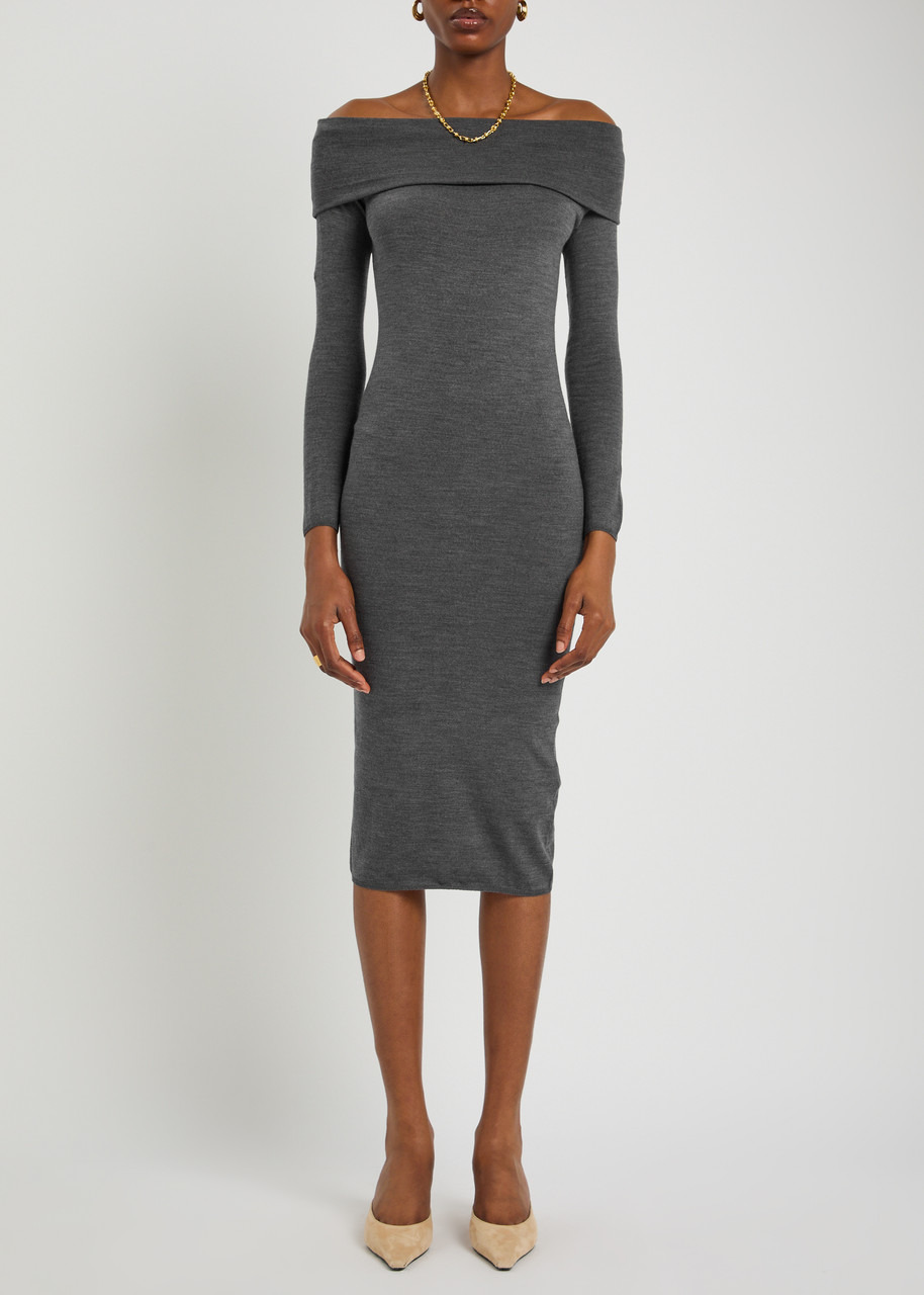 Armarium Debra Off-the-shoulder Wool Midi Dress - 2