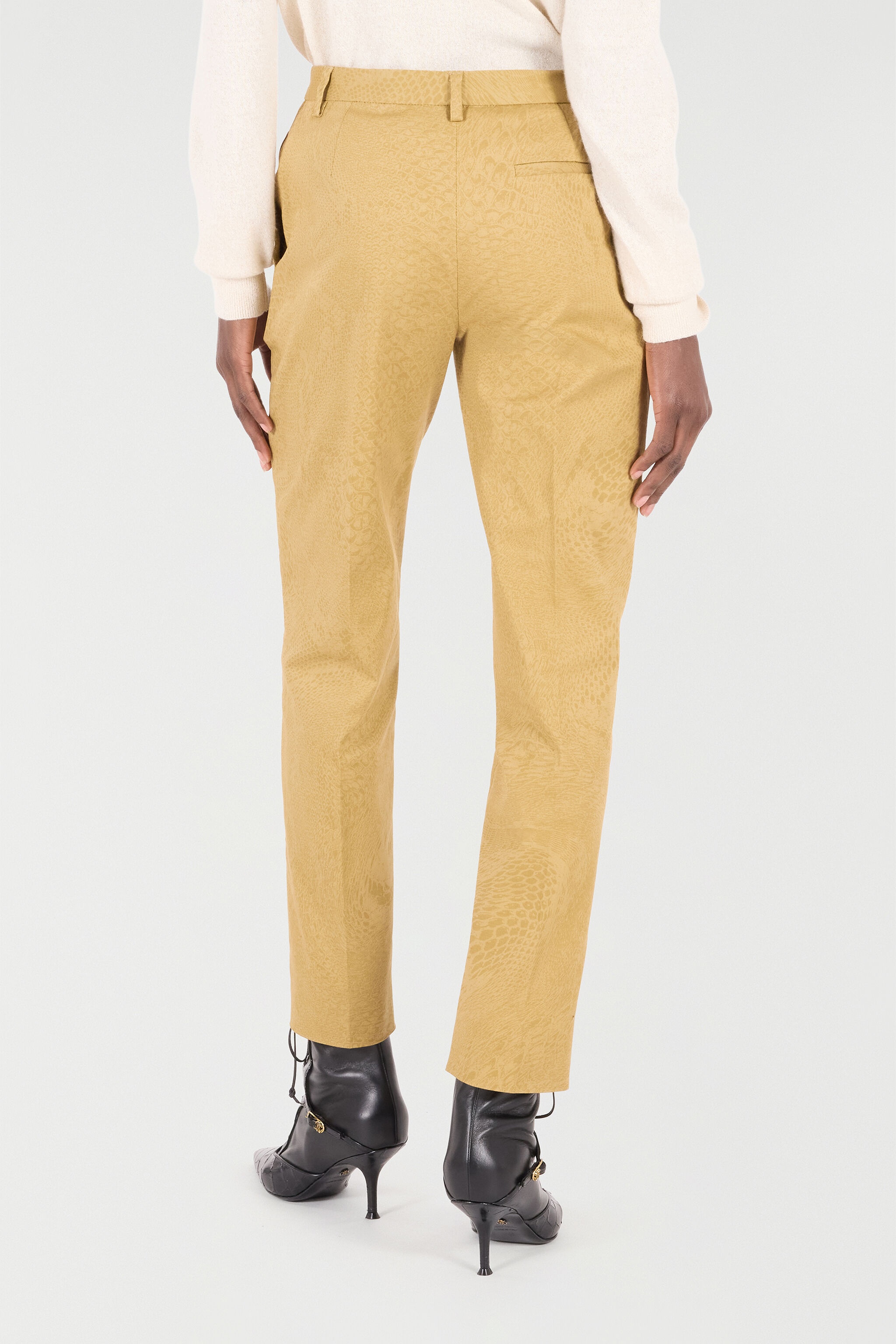 Solid-Color Python-Print Pants - 4