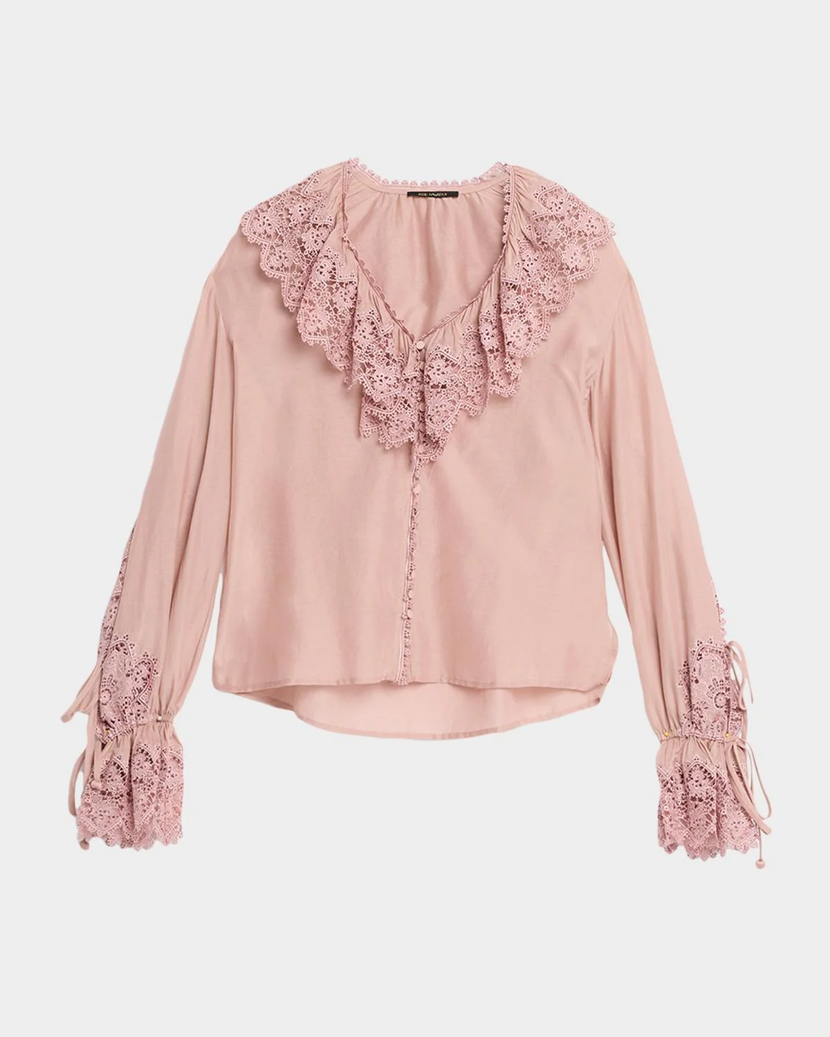 Arielle Lace-Trim Ruffle Blouse - 1