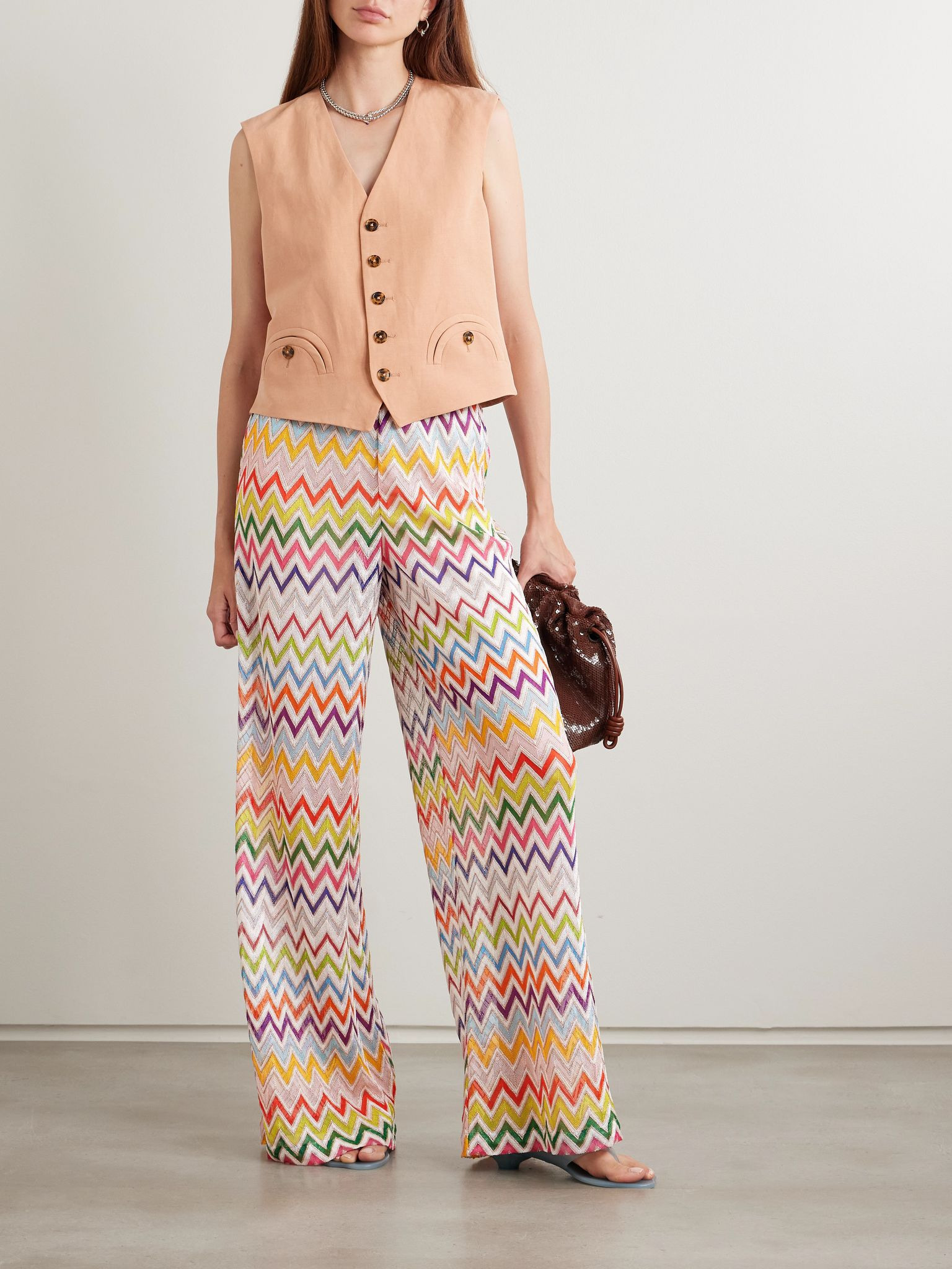 Striped metallic crochet-knit pants Multi - 2