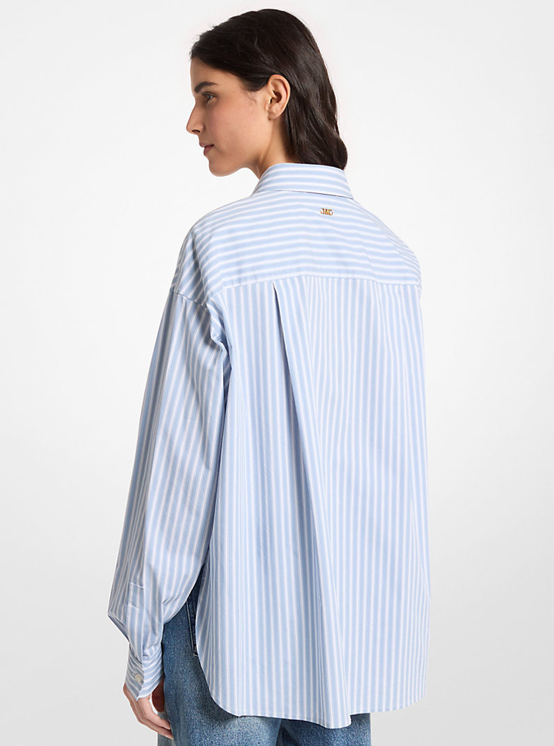 MICHAEL KORS Striped Stretch Cotton Blend Shirt outlook