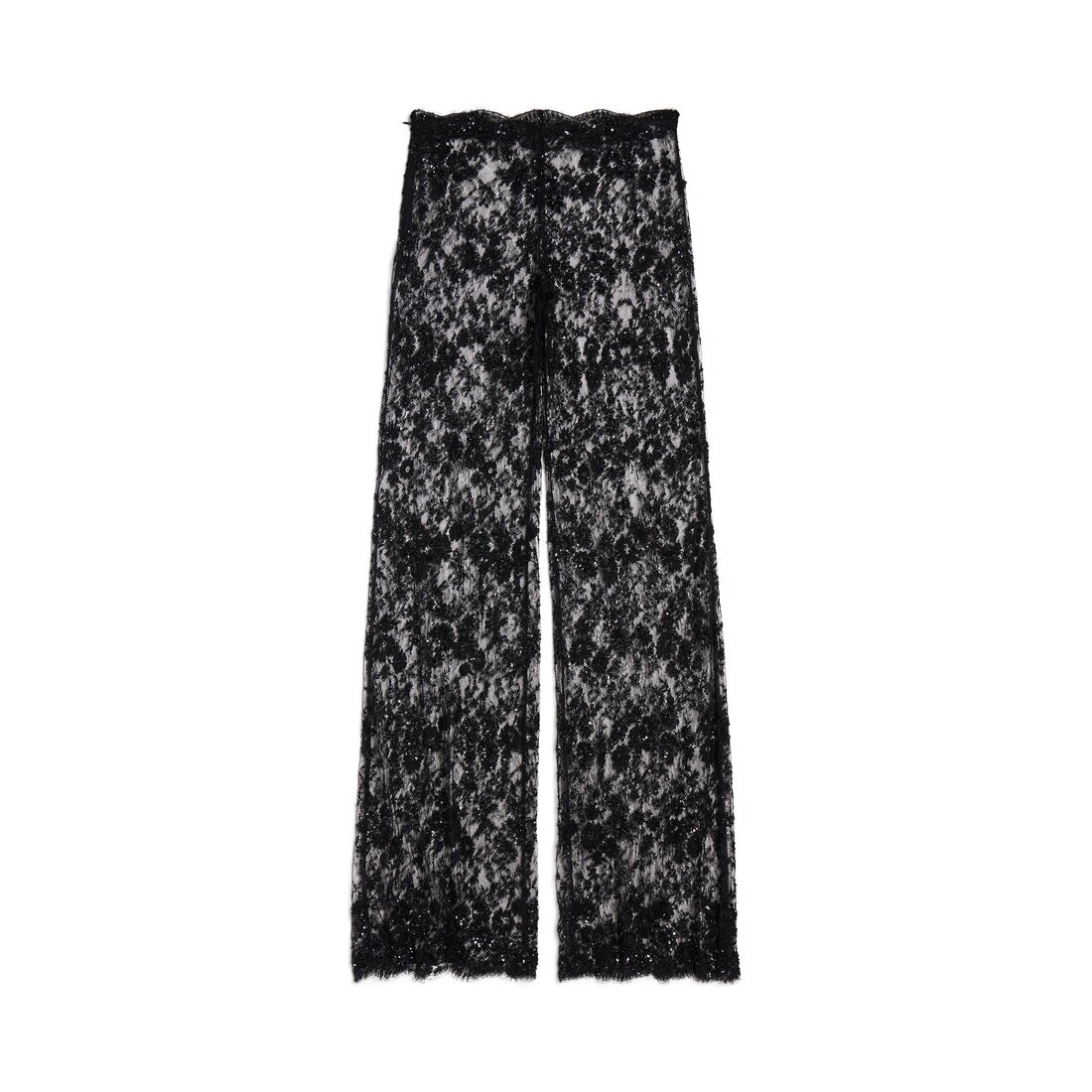 Women's Embroidered Lace Pants in Black - 6