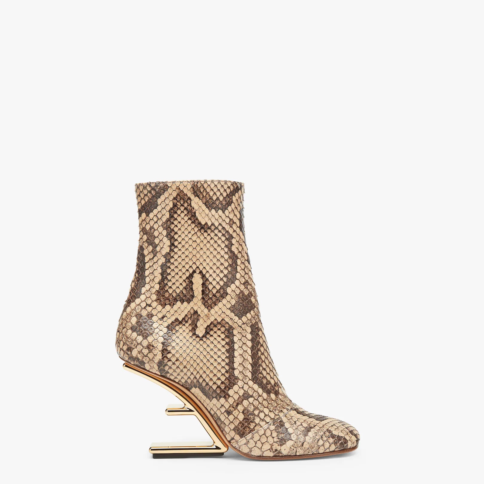 Beige python leather high-heeled boots - 1