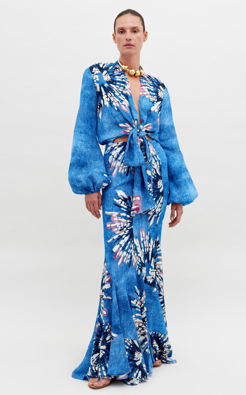 SILVIA TCHERASSI Honey Tie-Front Blouse blue outlook