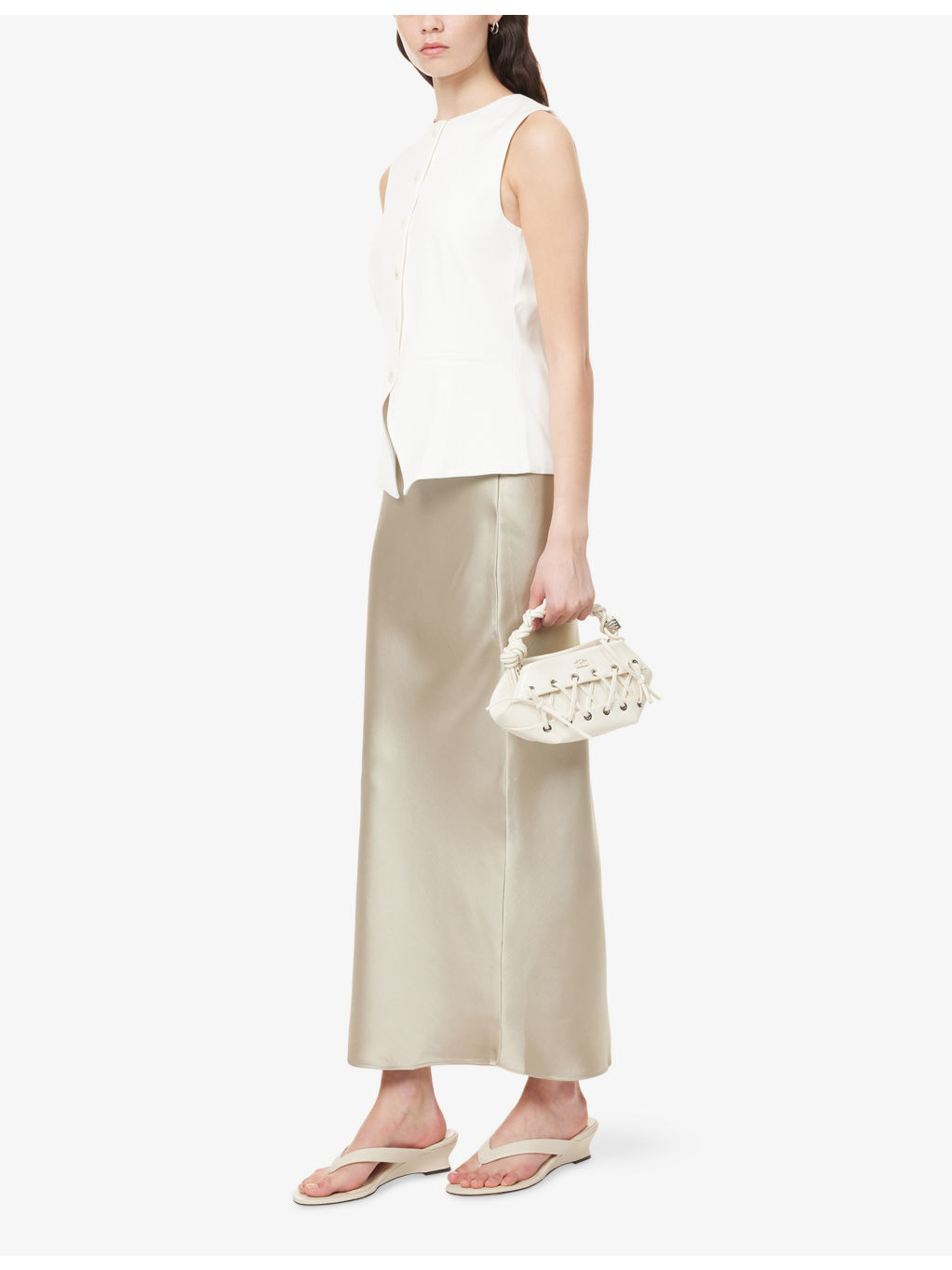 Saagneta Elasticated-Waistband Satin Maxi Skirt - 2