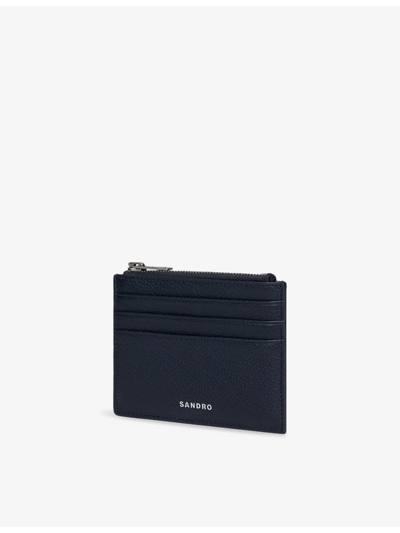 Sandro Zipped Logo-Embossed Leather Cardholder outlook