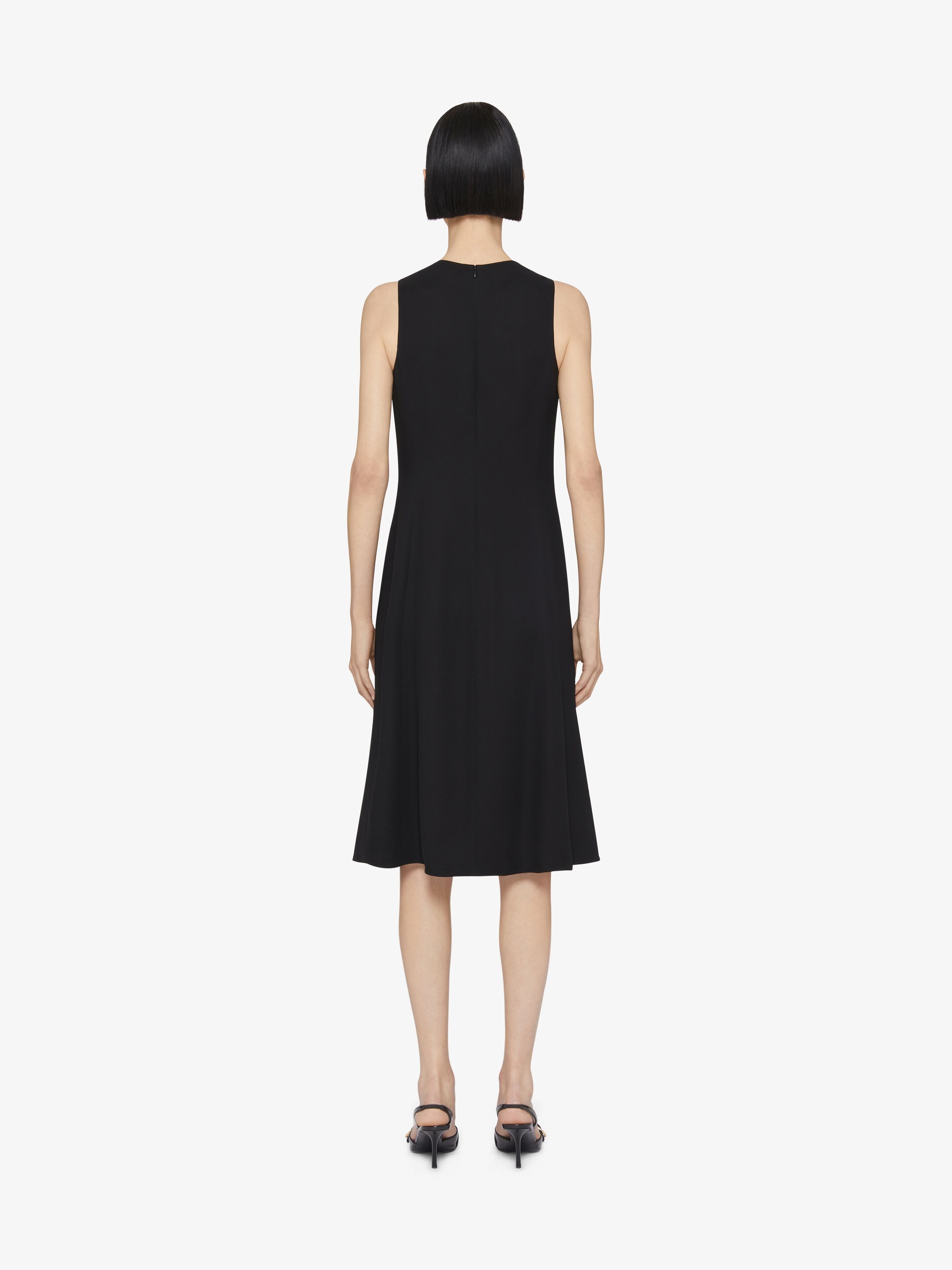 DRESS WITH 4G DETAIL AND PLEATED EFFECT IN CREPE SATIN - 4