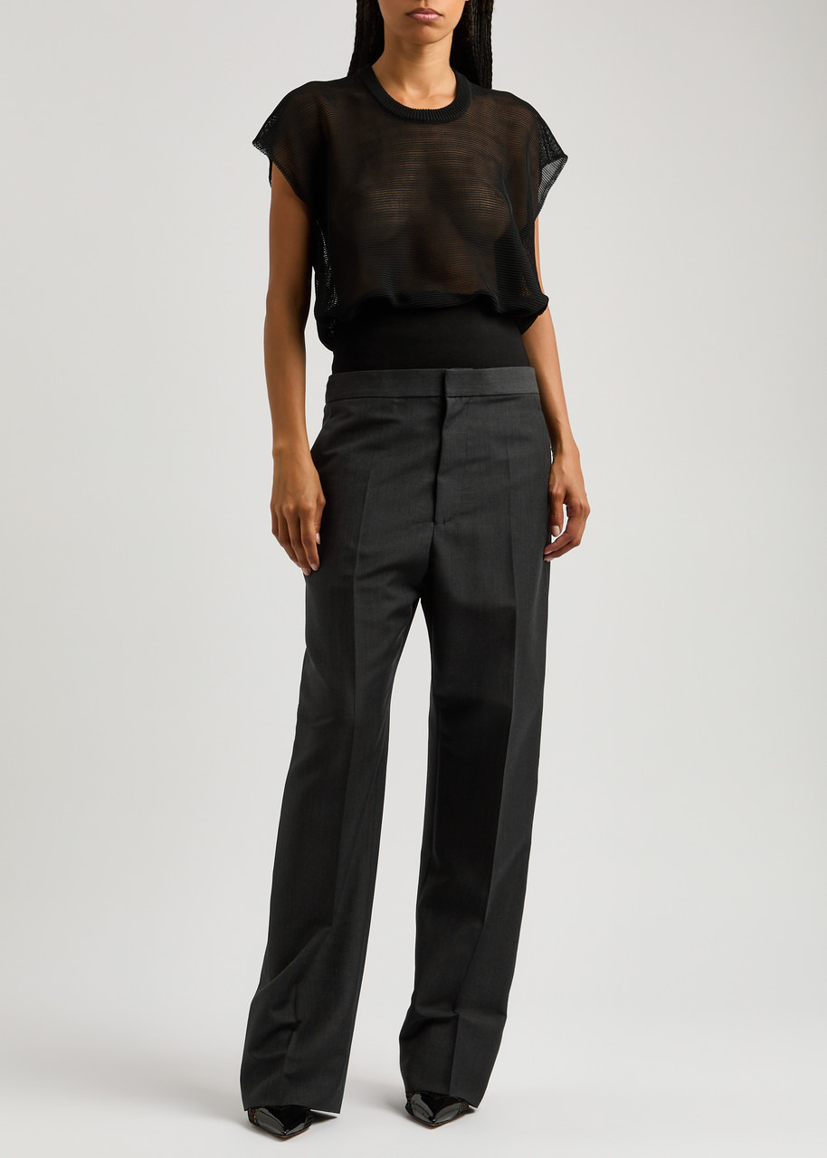 Layered mohair-blend trousers - 4