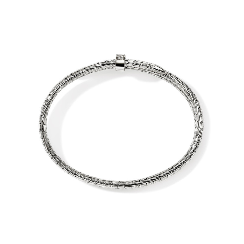 Spear Triple Flex Cuff, Sterling Silver, Diamonds, 4MM 5