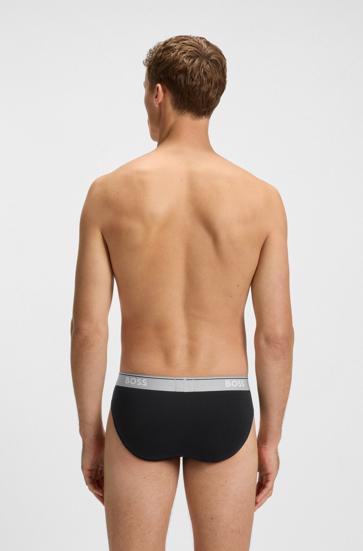 THREE-PACK OF STRETCH-COTTON BRIEFS WITH LOGO WAISTBANDS - 3