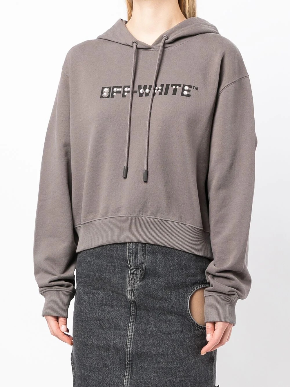 rhinestone-embellished logo hoodie - 3