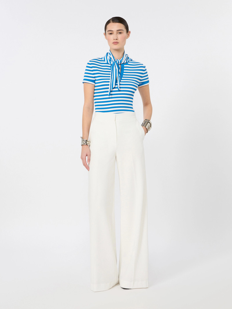 Max Mara PALMETI Viscose crepe sweater with scarf detail - WHITE outlook
